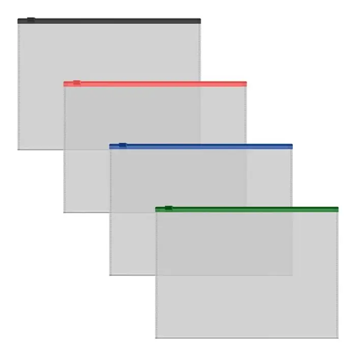 Папка-конверт на ZIP-молнии А5+, 140 мкм, ErichKrause "Fizzy Clear", прозрачная, с цветной молнией, микс
