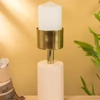 Подсвечник на 1 свечу "Кубок" бежевый с золотом 10х10х28,5 см