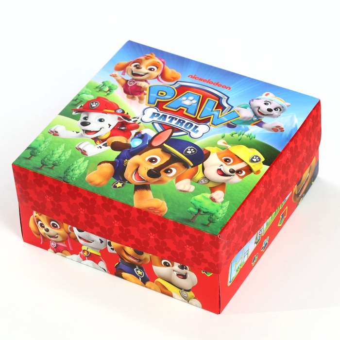 Подарочная коробка складная с 3Д, Щенячий патруль, 15х15х7 см