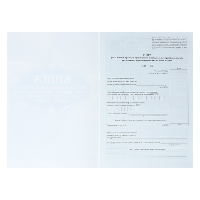 Журнал учета доходов и расходов организаций и ИП, А4 20 листов