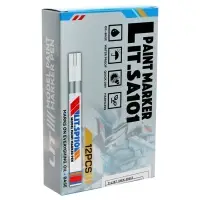 Маркер-краска, лаковый наконечник, пулевидный 4 мм, ширина линии 2.5 мм, белая, цена за 1 штуку