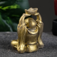 Фигура "Хотей со слитком" состаренное золото, 7х5х4см Фигура "Хотей со слитком" состаренное золото, 7х5х4см