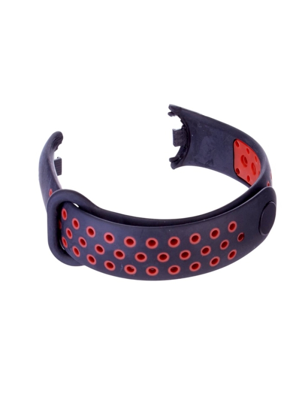 Ремешок Luazon для фитнес-браслета Mi Band 8, с перфорацией, чёрно-красный