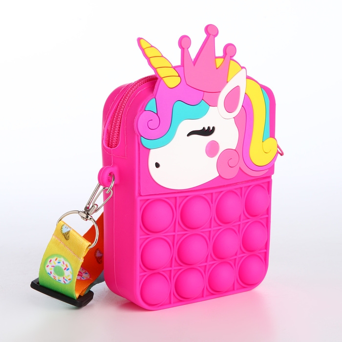 Сумка детская для девочки на молнии, &laquo;Выбражулька&raquo;, pop it, цвет малиновый