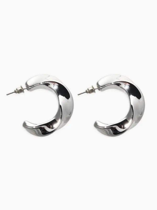 Серьги-кольца "Перекрученые", d=3см, цвет серебро