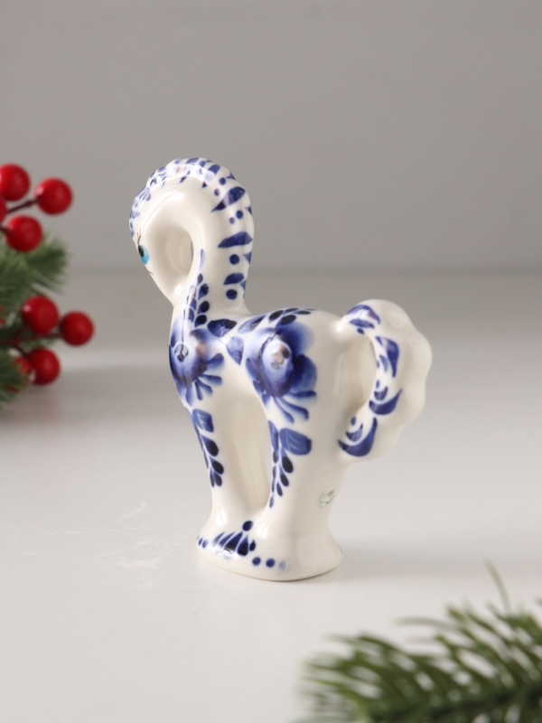 Статуэтка фарфоровая "Лошадь Классика кобальт", /авторская роспись О.Огородниковой/ в. 10 см 1087879