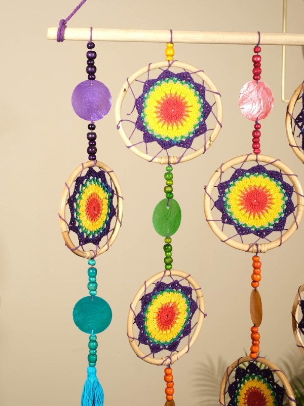 Ловец снов "Оптимизм" текстиль, ротанг 50х2х100 см