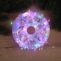 Гирлянда &laquo;Мишура&raquo; 20 м роса, IP44, серебристая нить, 600 LED, 8 режимов, свечение мульти, 18 В