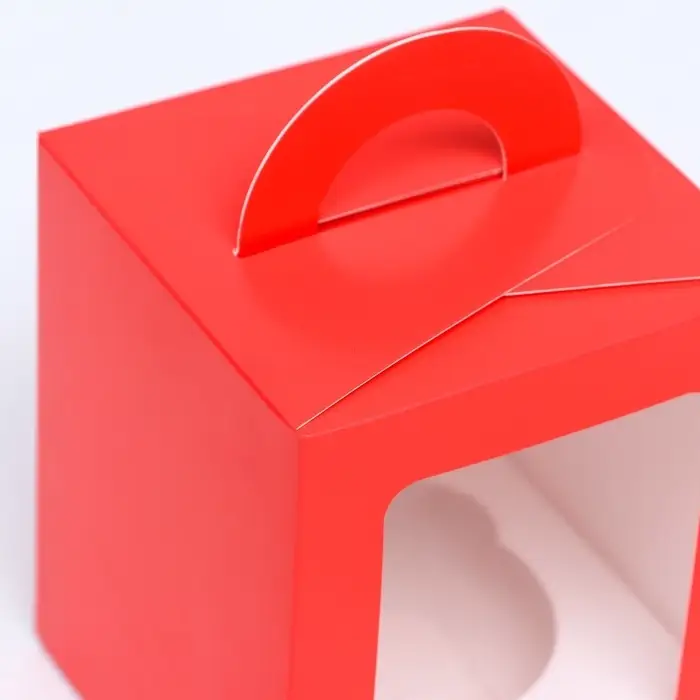 Коробка для 1 капкейка, красная, 9.2&times;9.2&times;11.1 см