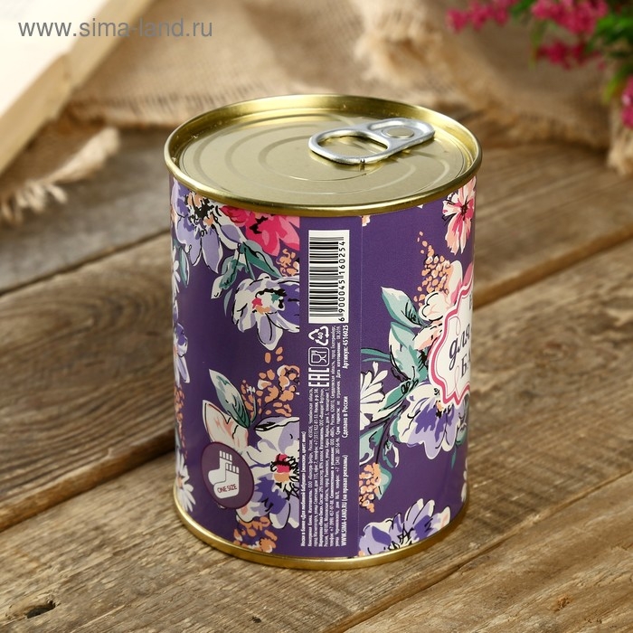 Подарочные носки в банке &laquo;Для любимой бабушки&raquo;, (внутри носки женские, цвет белый)