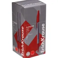 Ручка шариковая ErichKrause Slender Stick Grey, Super Glide, 0.7 мм, красная