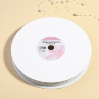 Лента бархатная, с серебряным люрексом, 20 мм, 18 &plusmn; 1 м, цвет белый №01