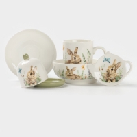 Кружка Доляна &laquo;Зайка&raquo;, 330 мл, фарфор, белая