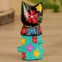 Сувенир "Кот в кастрюльке" дерево 4х4х10 см