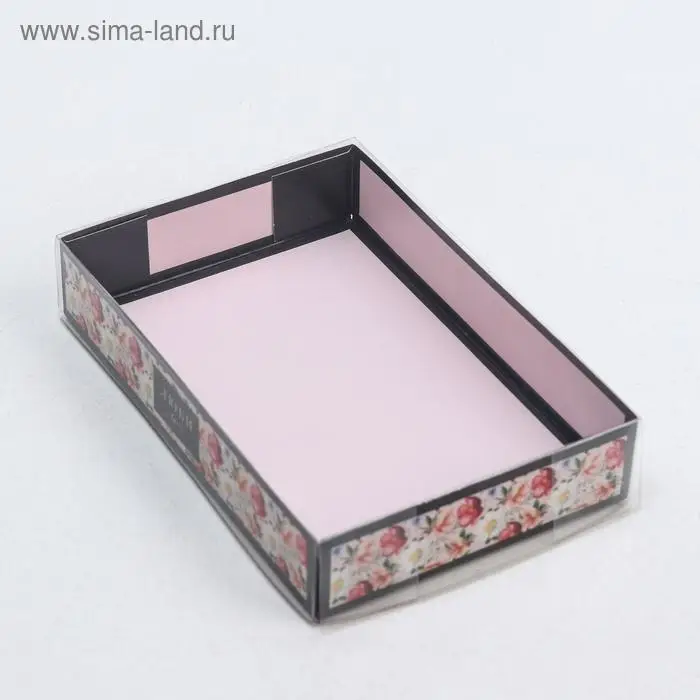 Кондитерская упаковка, коробка для макарун с пластиковой крышкой, &laquo;Люби&raquo;, 18 х 12 х 3.5 см