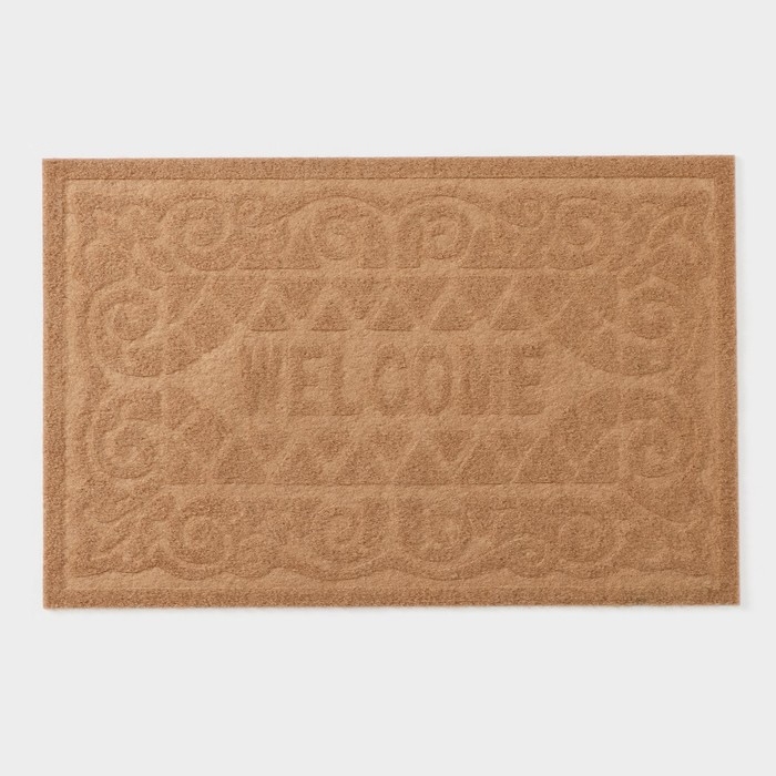 Коврик придверный Доляна Welcome, вензеля, влаговпитывающий, без окантовки, 38&times;59 см, цвет МИКС
