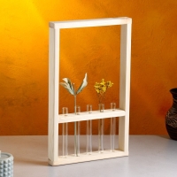 Кашпо деревянное 25х40х4,5 см с 5 колбами "Рамка Экстра", натуральный Дарим Красиво Кашпо деревянное 25х40х4,5 см с 5 колбами "Рамка Экстра", натуральный Дарим Красиво