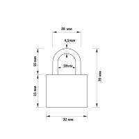 Замок навесной, тип 1, 32х70 мм, 3 ключа Замок навесной, тип 1, 32х70 мм, 3 ключа