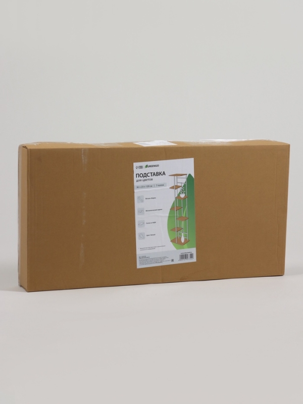 Подставка для цветов Greengo, 7 полок, 36 &times; 23 &times; 120 см, напольная, каркас металл, полки МДФ, белая