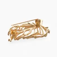 Брошь "Лист" веточка, цвет золото