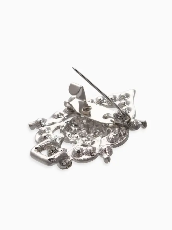 Зажим для кардигана "Ажур", кокошник, цвет белый в серебре