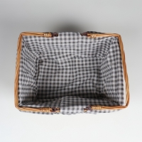 Корзина-лукошко, ткань , 2е ручки складные (внутри металл) с крышкой.  35*26 см, Н 18 см, Н с ручкам