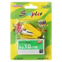 Мини - степлер канцелярский №10, Calligrata, до 7 листов, скобы в комплекте, в блистере, МИКС