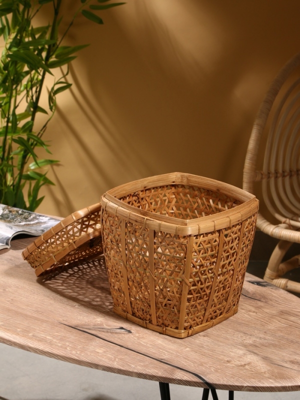 Корзина плетёная "Баскет" бамбук 24х24х28 см, светлая