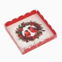 Коробка для кондитерских изделий с пластиковой крышкой &laquo;С Новым годом&raquo;, 18 х 3 см