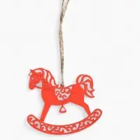 Ёлочное украшение "Лошадка" резная 9х8 см, Красный