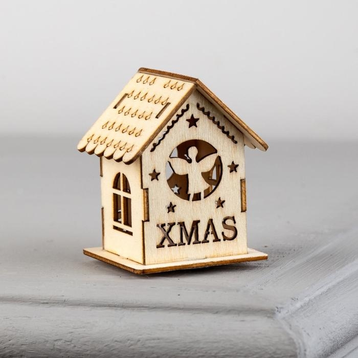 Ёлочная игрушка &laquo;Домик с ангелом&raquo;, от батареек, свечение тёплое белое