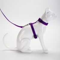 Комплект для кошек, ширина 1,5 см, ОШ 16,5-27 см, ОГ 21-35 см, поводок 120 см, фиолетовый