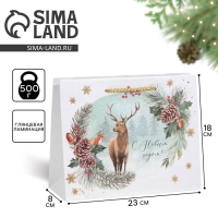Пакет подарочный новогодний ламинированный &laquo;На лесной опушке&raquo;, MS 23 х 18 х 8 см