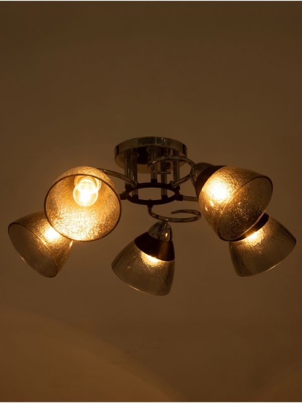 Люстра "Дождь" 5х40Вт Е27 хром 58х58х24см