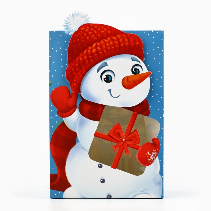 Коробка подарочная новогодняя складная &laquo;Снеговик&raquo;, 15 х 7 х 22 см, Новый год