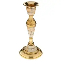 Подсвечник с перламутром "Замок" на 1 свечу, латунь 7,5х7,5х17 см