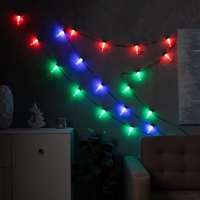 Умная гирлянда &laquo;Нить&raquo; 6 м с насадками &laquo;Лампочки&raquo;, IP20, тёмная нить, 20 LED, свечение RGB, USB