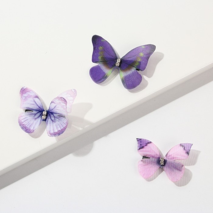 Заколки для волос бабочки &laquo;Маленькая радость&raquo;, 3 шт., 4,5 х 3,5 см