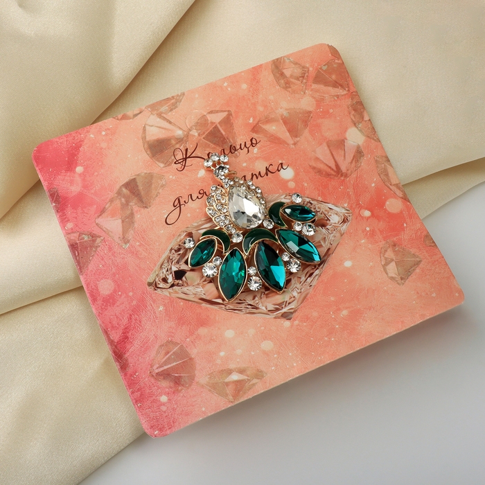 Кольцо для платка &laquo;Павлин&raquo;, цвет бело-зелёный в золоте