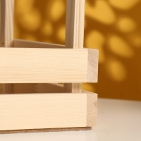 Кашпо деревянное двуреечное с ручками 24,5х14х19,5 см натуральное