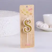 Свеча для торта с блестками &laquo;Цифра 8&raquo;, золотая, 5.2 см