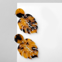 Серьги акрил &laquo;Листья&raquo; пятнистые, цвет чёрно-жёлтый
