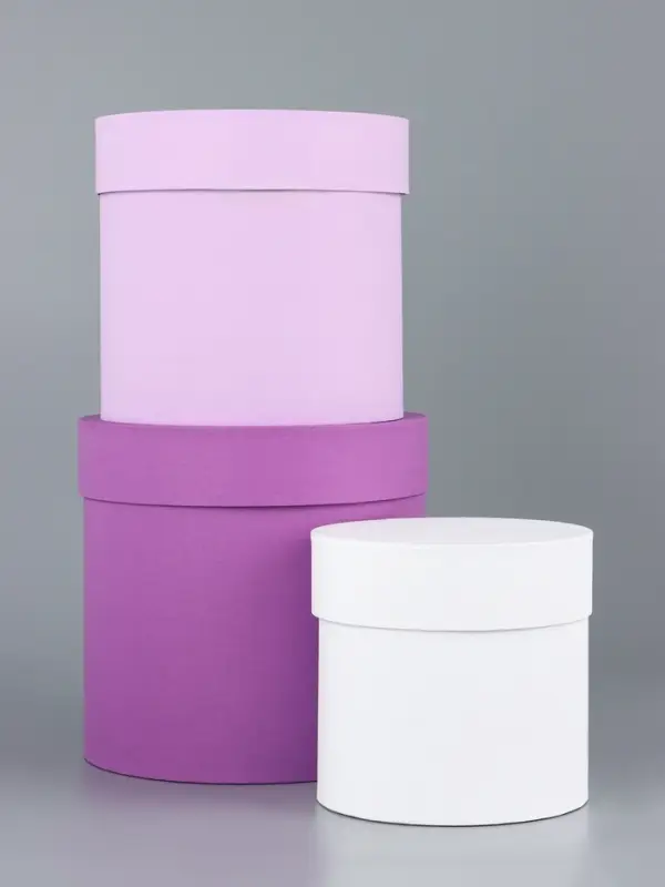 Набор круглых подарочных коробок &laquo;Сирень&raquo; 3 в 1 - 18&times;16&times;13 см