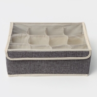 Органайзер для хранения белья Доляна &laquo;Тео&raquo;, 12 ячеек, с прозрачной крышкой, 32&times;23&times;12 см, цвет серый