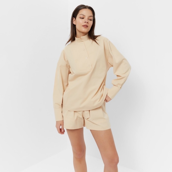 Костюм женский (блузка, шорты) MINAKU: Enjoy цвет бежевый, размер 48 Костюм женский (блузка, шорты) MINAKU: Enjoy цвет бежевый, размер 48