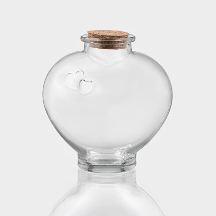 Банка стеклянная для хранения сыпучих продуктов Доляна &laquo;Парфе. Амур&raquo;, 350 мл, 5&times;11 см, с пробковой крышкой