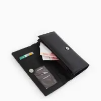 Кошелек жен 06-01-01 Июнь2523, 19*3*10 см, 3 отд+отд/молн, д/карт, д/монет, на магните черн   109097