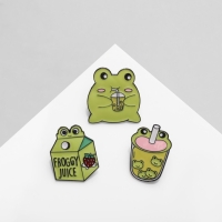 Набор значков (3 шт.) &laquo;Лягушачьи напитки&raquo;, цвет зелёный в чёрном металле
