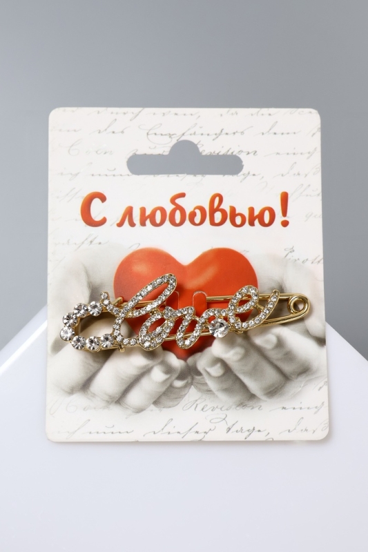 Булавка LOVE, 6 см, цвет белый в золоте