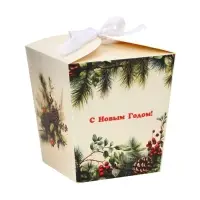 Бонбоньерка, новогодняя подарочная упаковка &laquo;Зимние шишки&raquo;, 7.5&times;8&times;7.5 см
